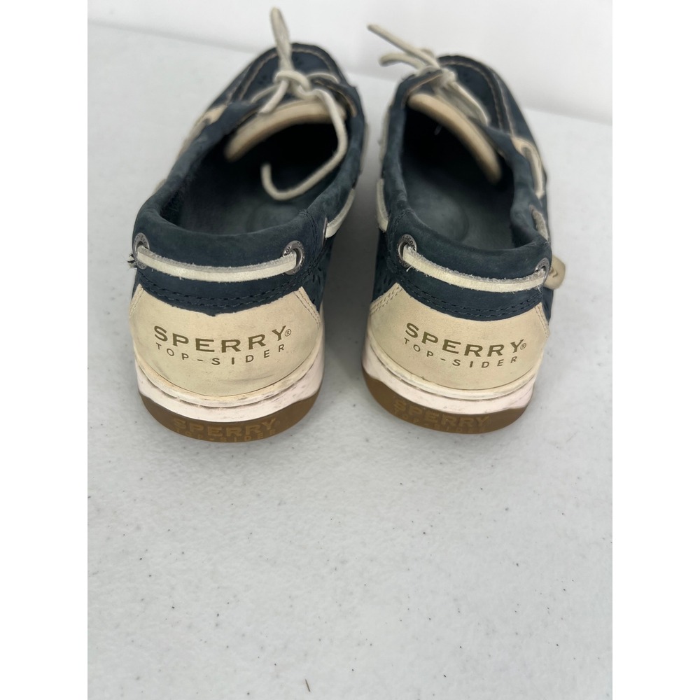 Sperry Top-Sider Womens 8.5M Navy Blue Perforated Leather Boat Shoes 9265919 - Picture 2 of 9